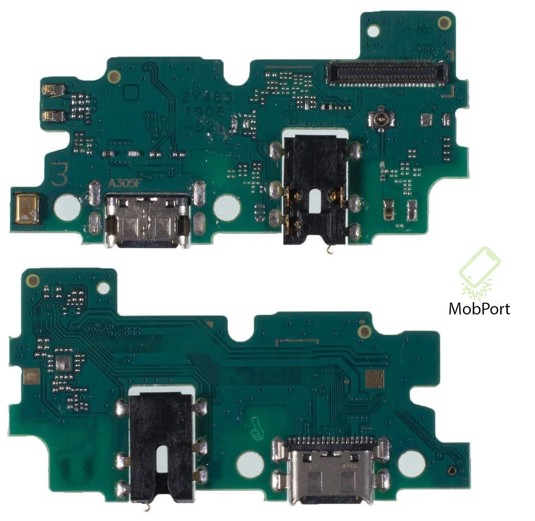 Нижняя плата (шлейф) / гнездо зарядки для Samsung A30 (A305F), на системный разъем/разъем гарнитуры/микрофон