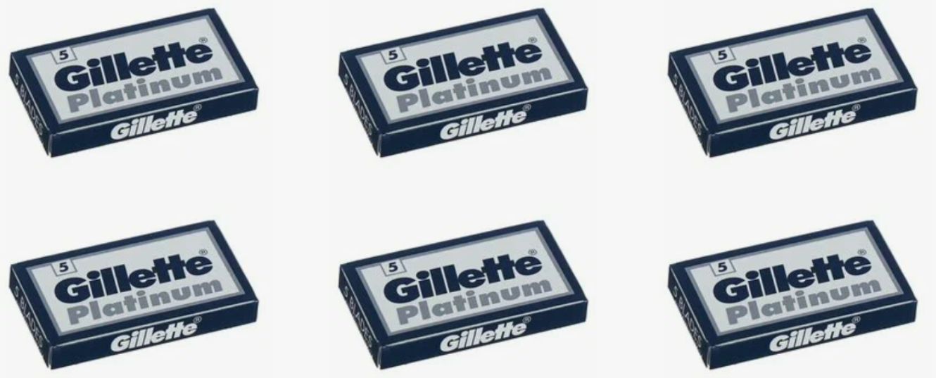 Gillette Лезвие классическое для станка, Platinum, 5 шт, 6 уп/