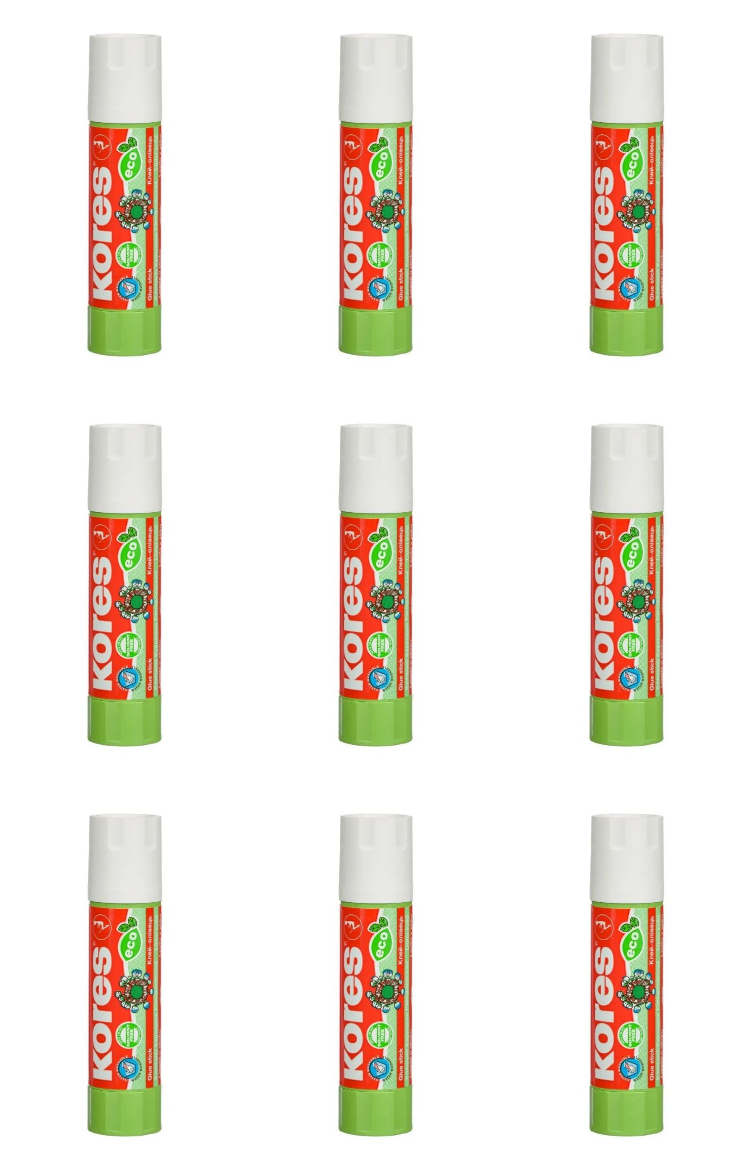 Kores Клей-карандаш Glue-eco, 10 г, 9 шт