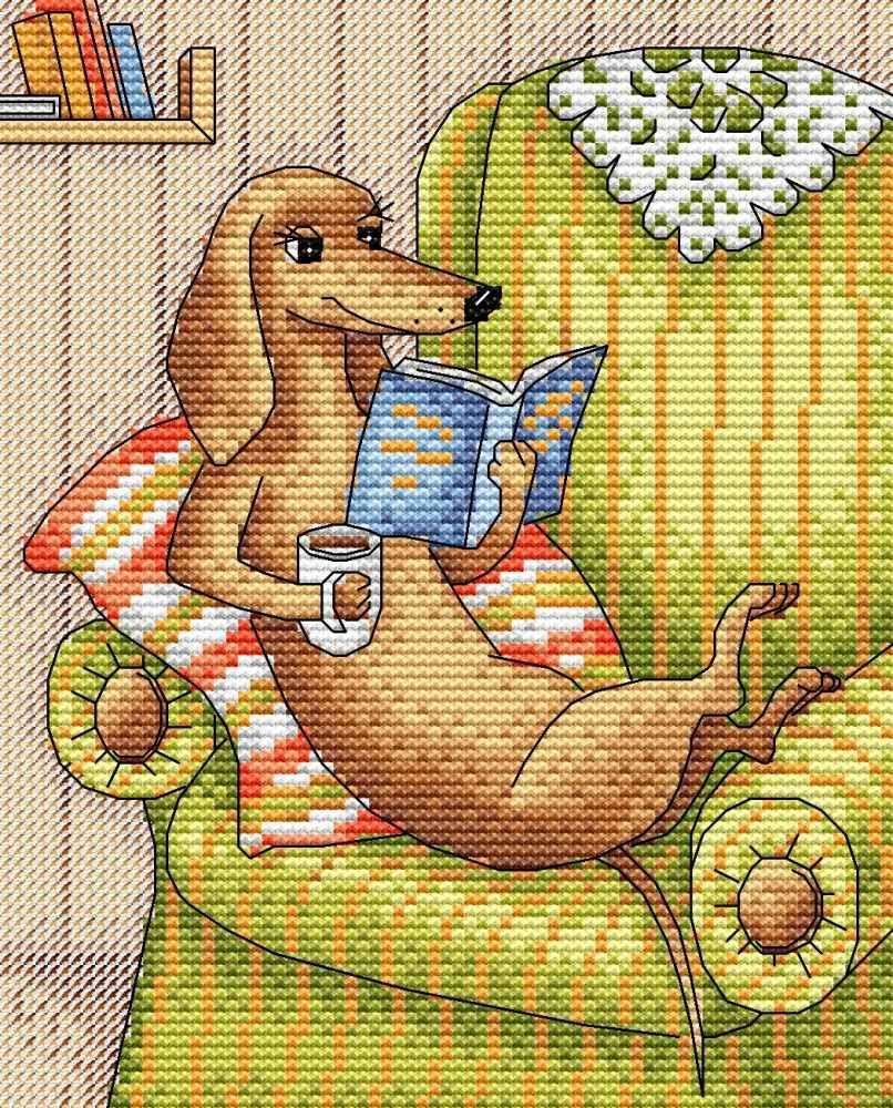 Сижу вышиваю. Вышивка м п студия Cross Stitch Kit. Вышивка крестом сюжеты. Вышивка такса крестиком. Сюжет для вышивки.