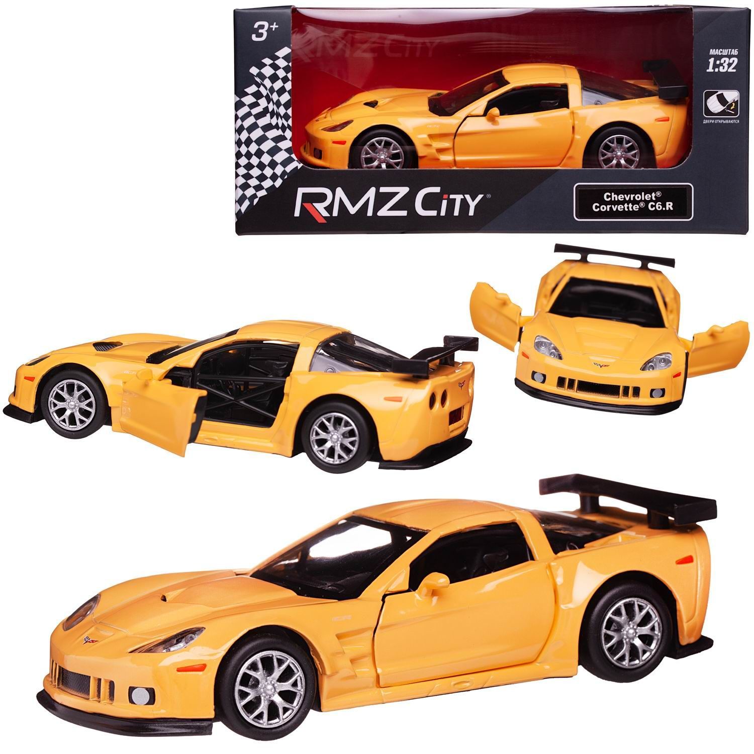 Машина металлическая RMZ City 1:32 Chevrolet Corvette C6-R, желтый цвет,  двери открываются - купить с доставкой по выгодным ценам в  интернет-магазине OZON (1253819452)