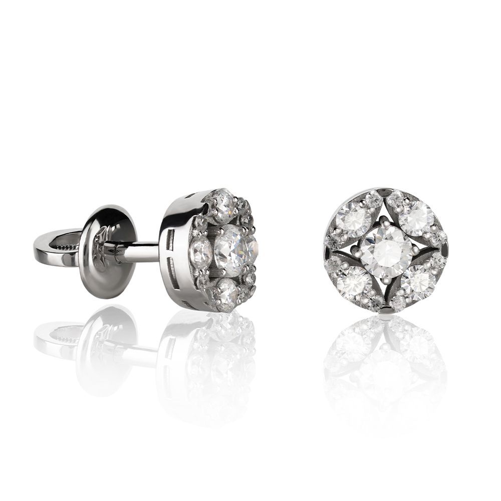 серебряные пусеты с фианитами