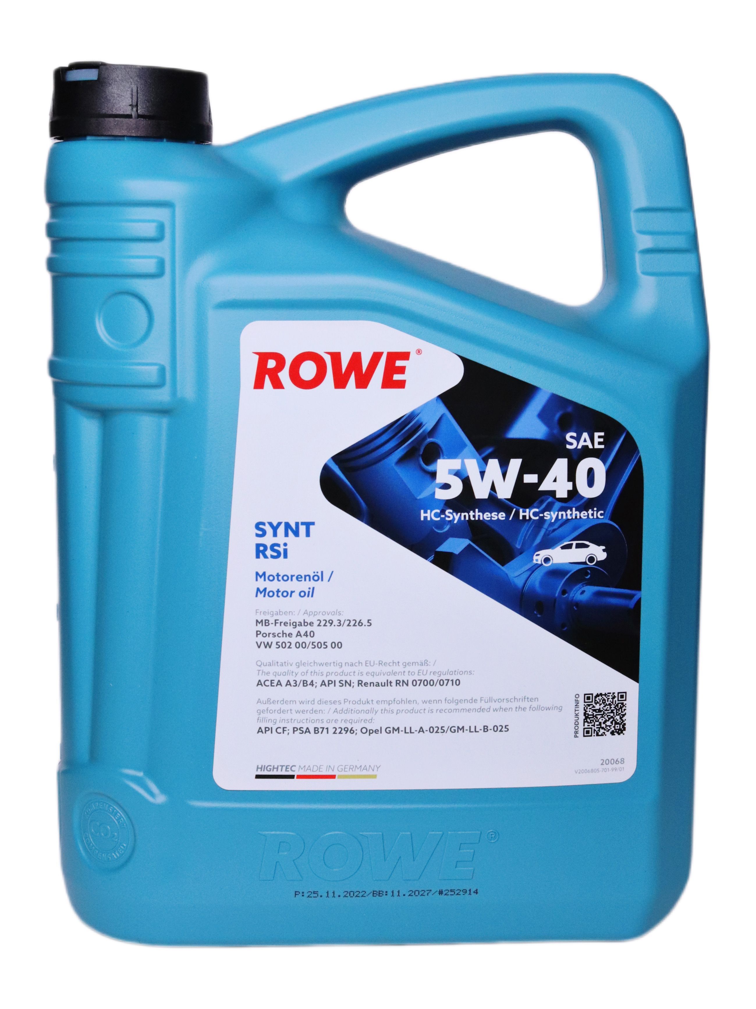 Rowe Hightec Synt Rsi 5W-40 – купить автомобильные моторные масла на ...