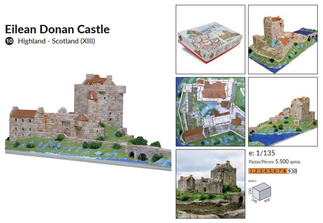 Замок Eilean Donan, 900х340х230, 5500 деталей, сложность 8/10, керамический конструктор Aedes Ars (Испания)