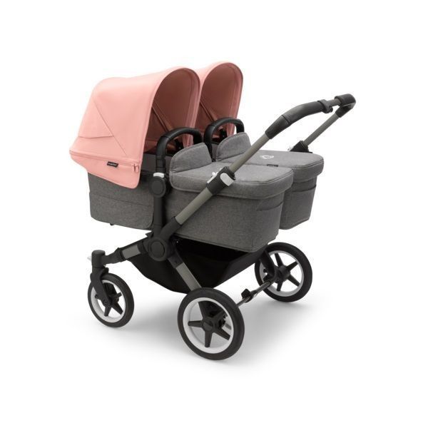 Коляска для двойни Bugaboo Donkey 5 Twin Graphite/ Grey melange/ Morning Pink