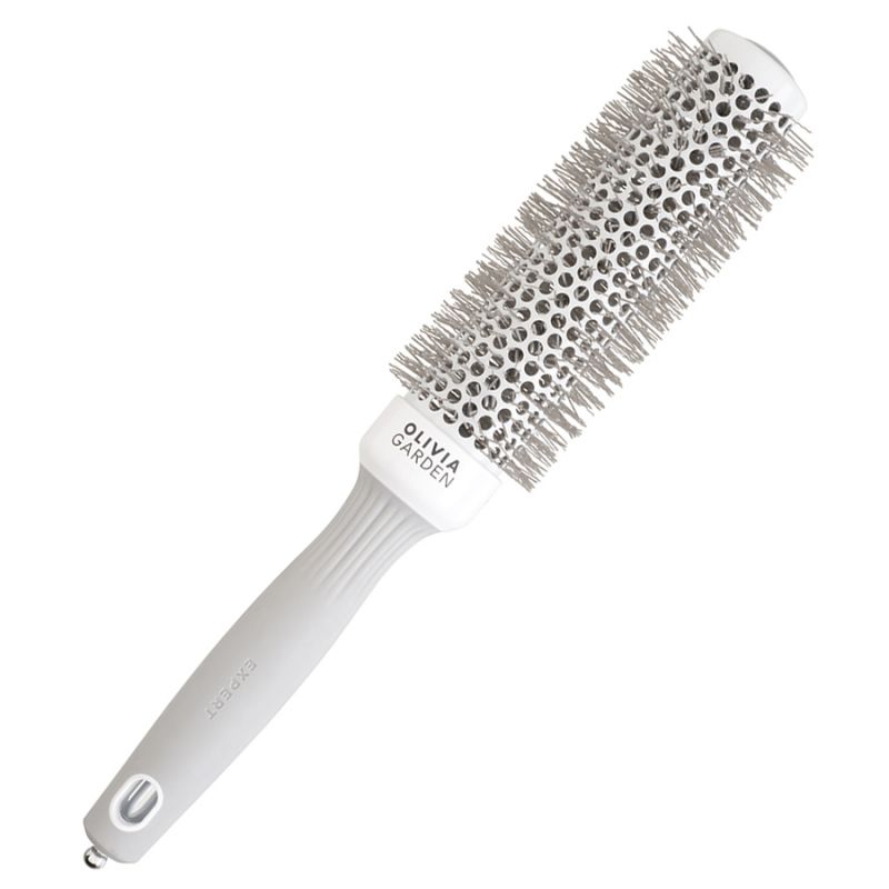 Olivia Garden Термобрашинг EXPERT BLOWOUT SPEED XL Wavy Bristles White&Grey, ID2025/CI-XL35, 35 мм., керамический брашинг, нейлоновая щетина, удлиненная рабочая поверхность 120 мм