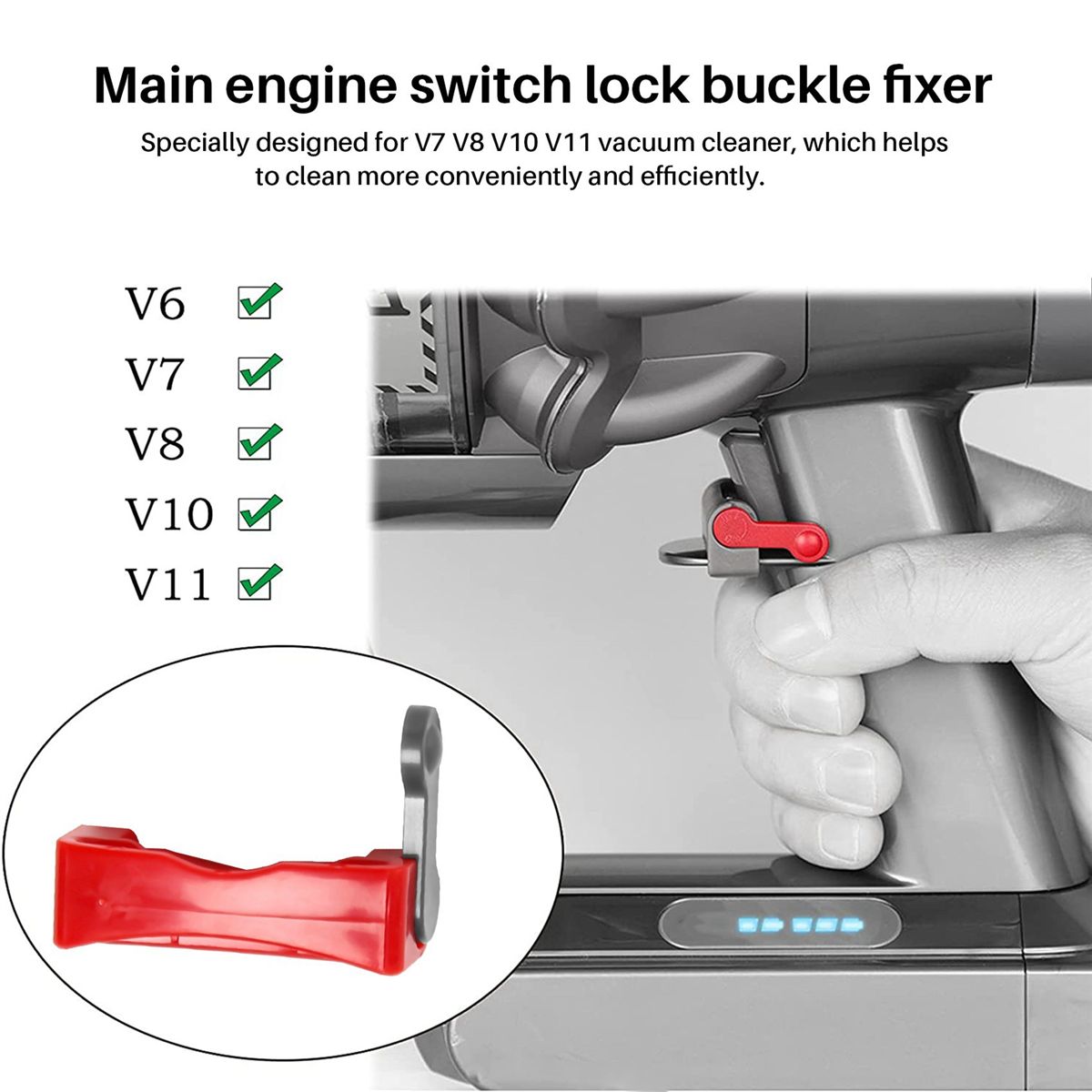 (O061)Блокировка триггера для пылесоса V6 V7 V8 V10 V11, аксессуары для блокировки кнопки питания, Освободи свой палец красный