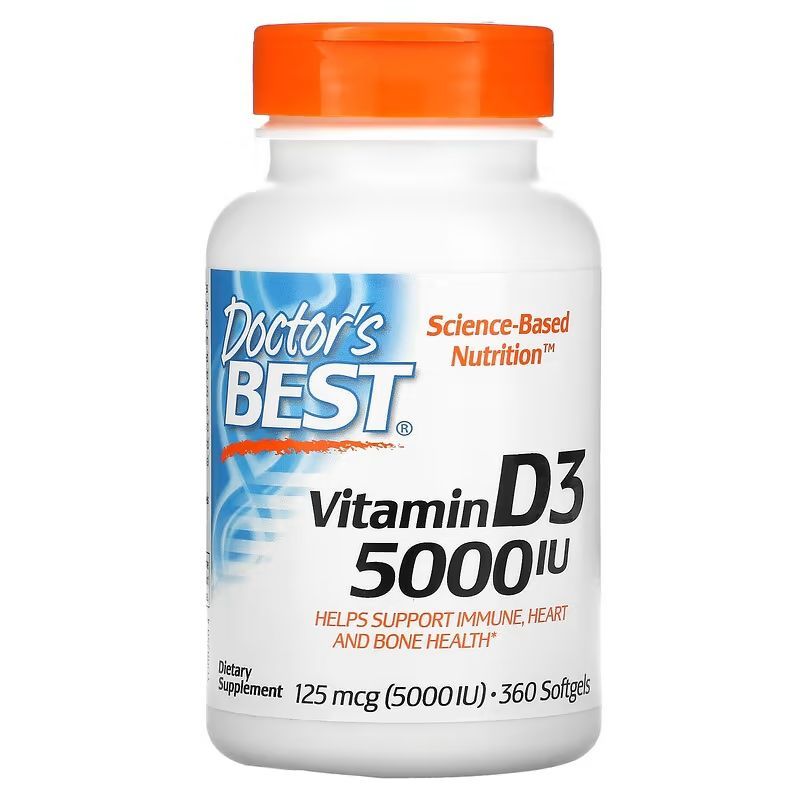 Витамин Д3 5000 МЕ 360 капсул, вит Д (холекальциферол), Vitamin D3 Doctor's Best (США)