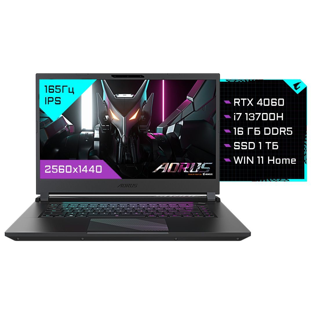 Aorus15BKF-73KZ754SHИгровойноутбук15.6",IntelCorei7-13700H,RAM16ГБ,SSD,NVIDIAGeForceRTX4060дляноутбуков(8Гб),WindowsHome,(BKF-73KZ754SH),черный