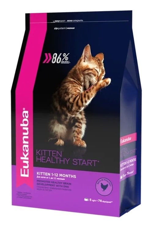 Сухой корм Eukanuba Cat для котят, с домашней птицей, 5 кг