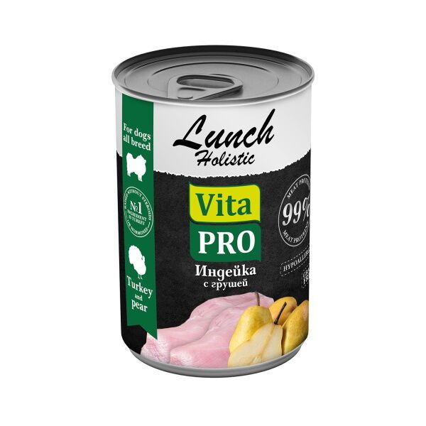 VITA PRO LUNCH 400 г консервы для собак индейка с грушей 1х9