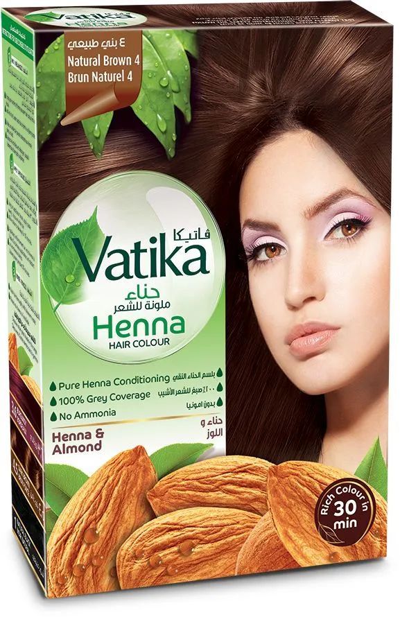 Vatika Хна для окраски волос коричневая (Natural Brown) 6 пакетиков по 10 г