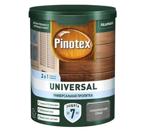 Универсальная пропитка 2 в 1 PINOTEX Universal Скандинавский серый 0,9 л