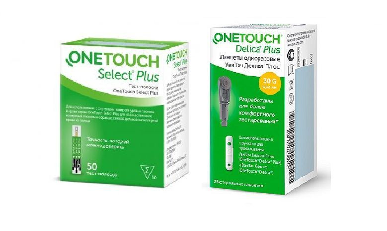 Тест-полоски OneTouch Select Plus (Селект плюс) № 50 + 25 ланцетов Делика Плюс