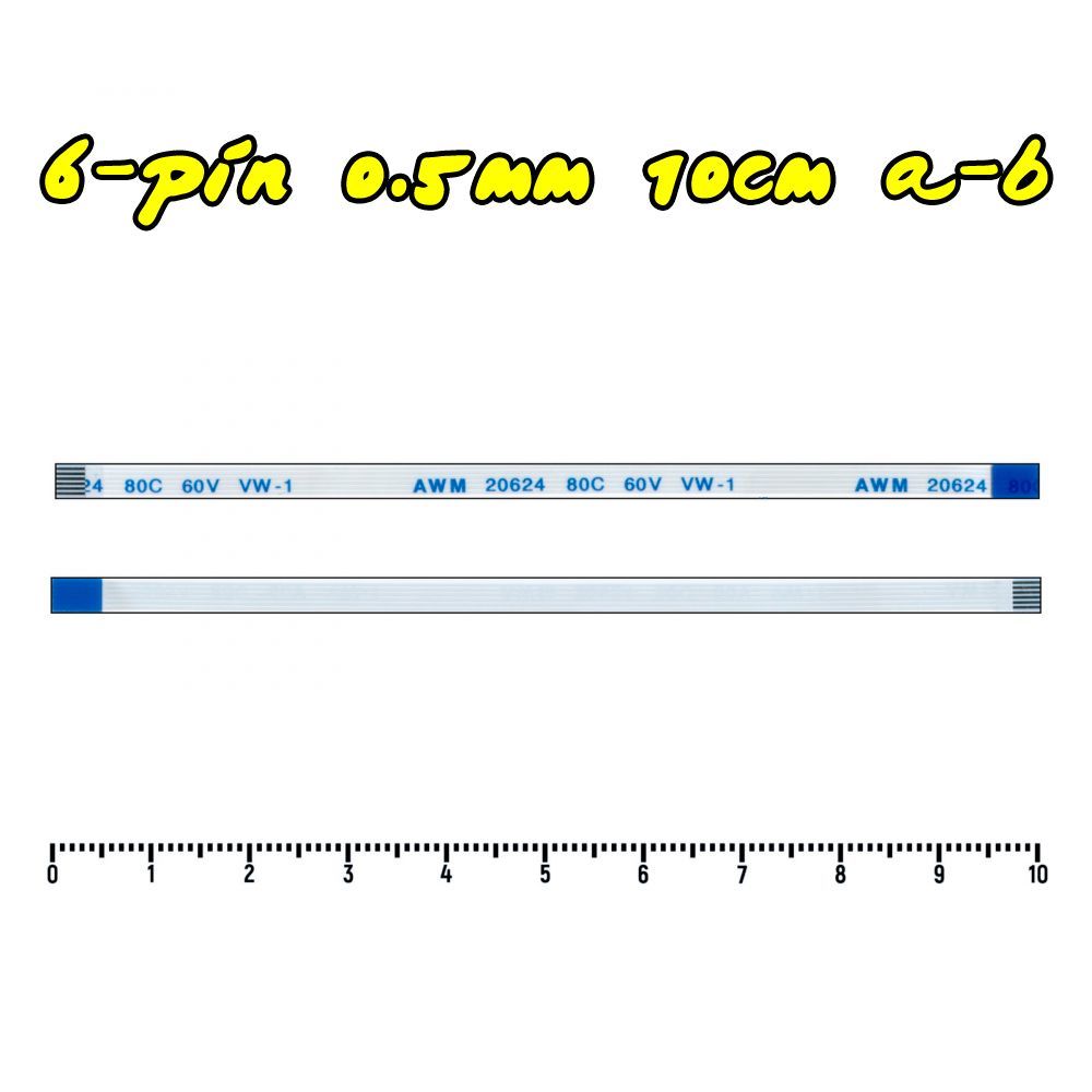 ШлейфFFC6-pinШаг0.5mmДлина10cmТипA-B(обратный)AWM2062480C60VVW-1