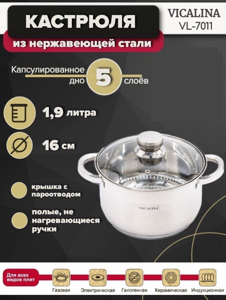 Кастрюля,Нержавеющаясталь,1,9л