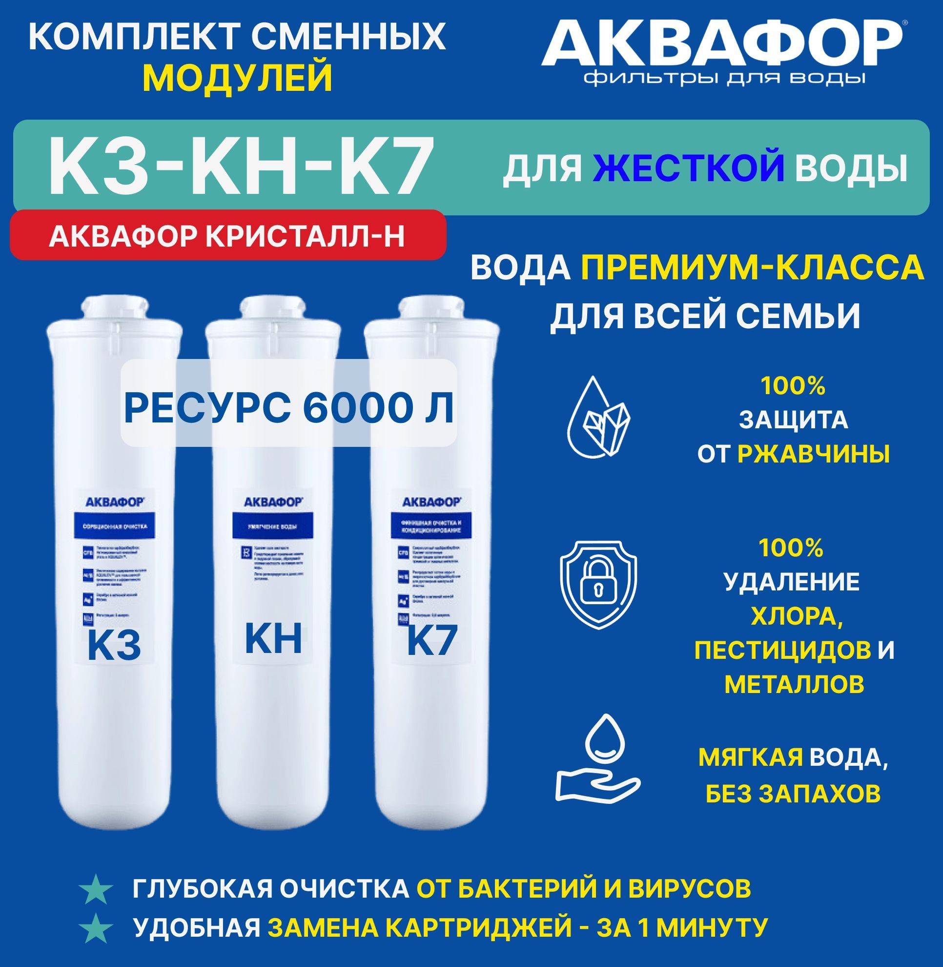 Комплект сменных модулей Аквафор К3-КH-К7, для Кристалл H, на год