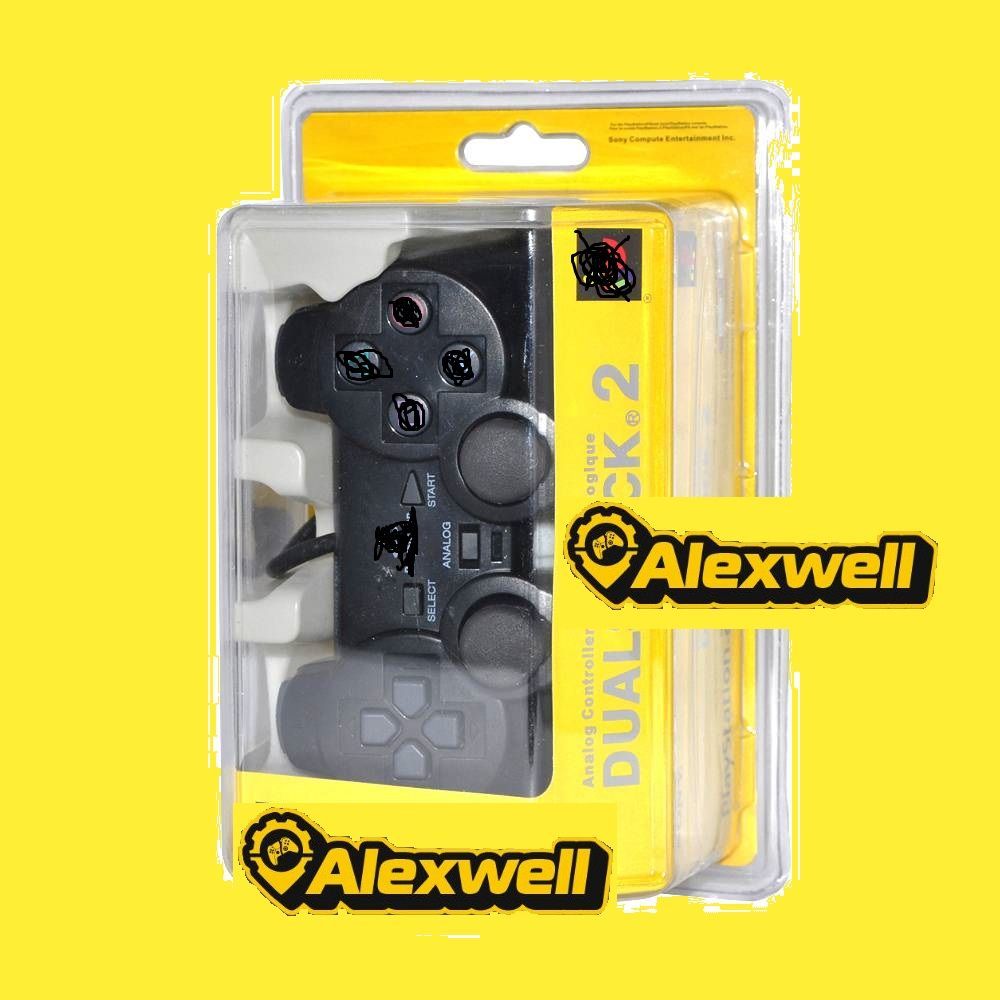 Alexwell Геймпад Sony PS2, Проводной, черный