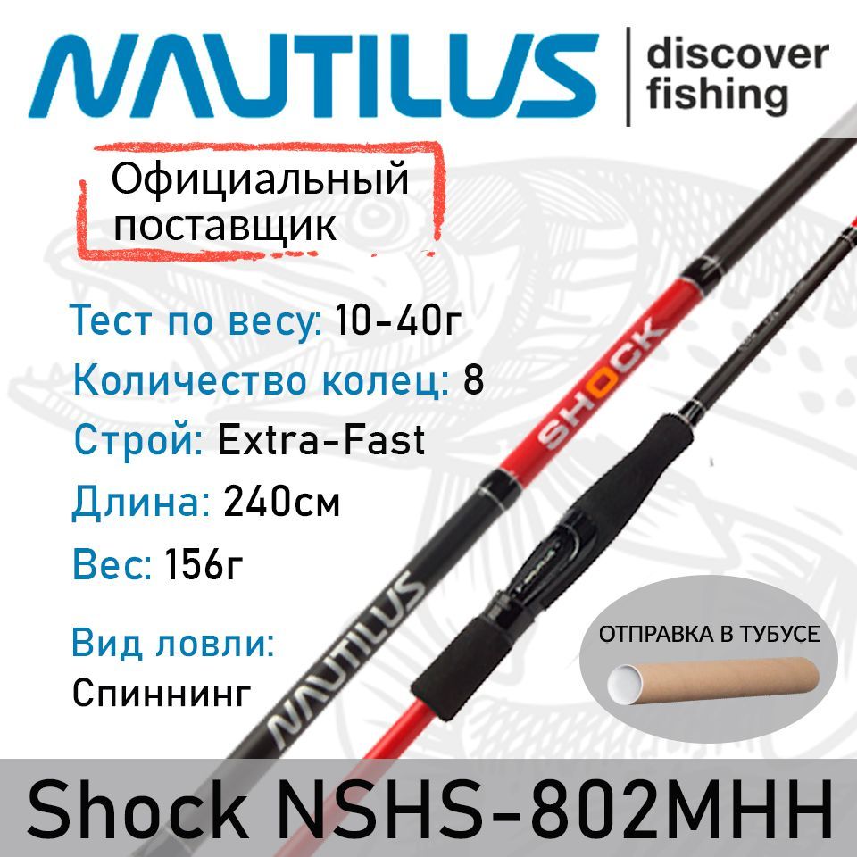 Спиннинг Nautilus Shock NSHS-802MHH 240см 10-40гр