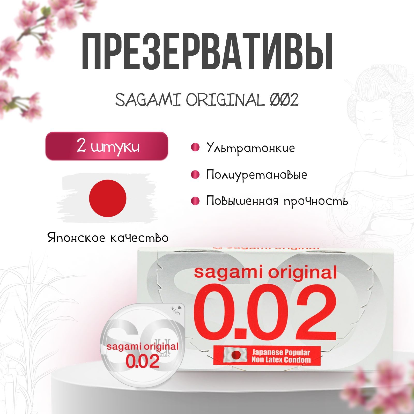 Презервативы SAGAMI Original 002 полиуретановые 2 шт.