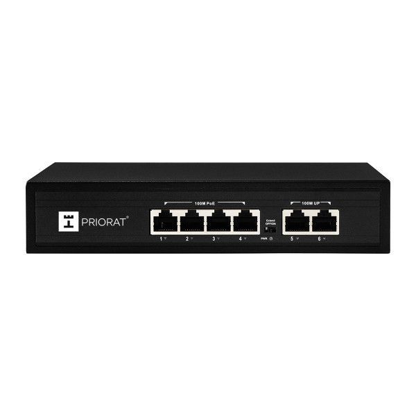 PrioratКоммутаторPRT-SF-1006P4портаPoE+2Uplink,черный