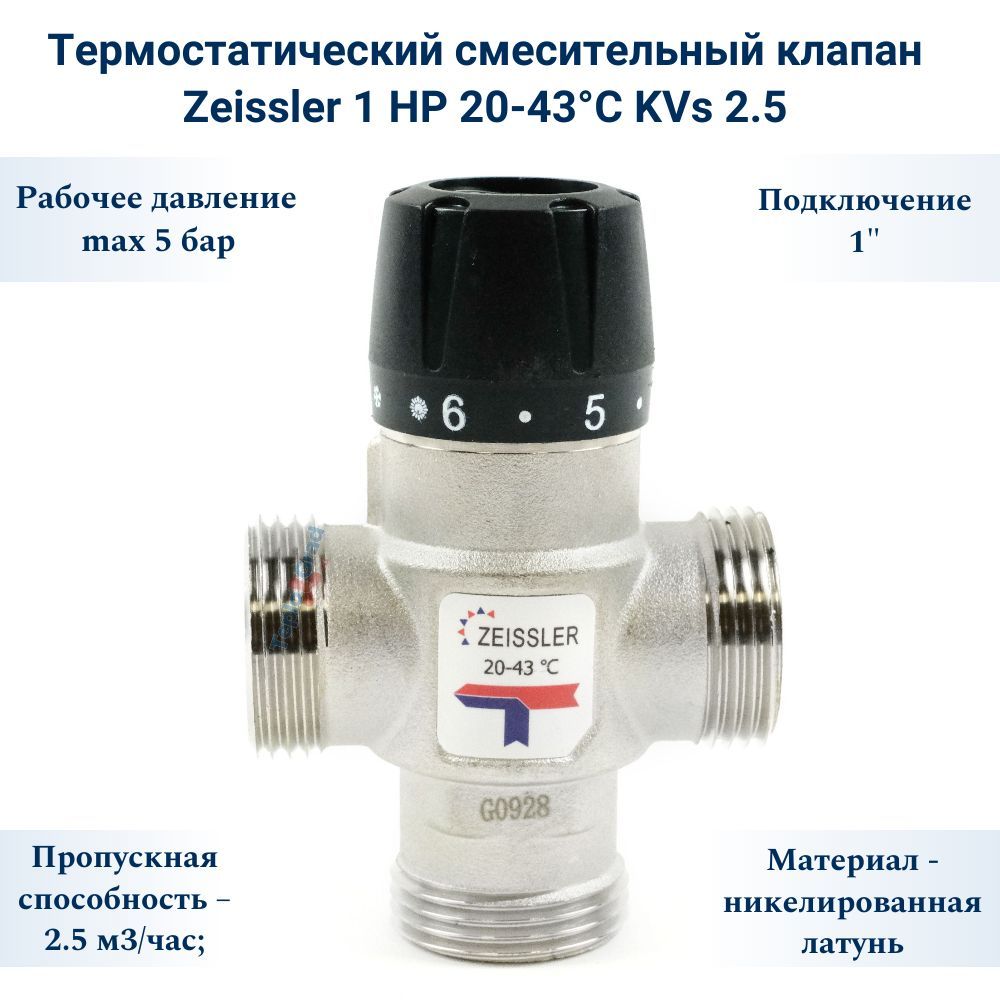 ТермостатическийсмесительныйклапанZeissler1НР20-43СKVs2.5