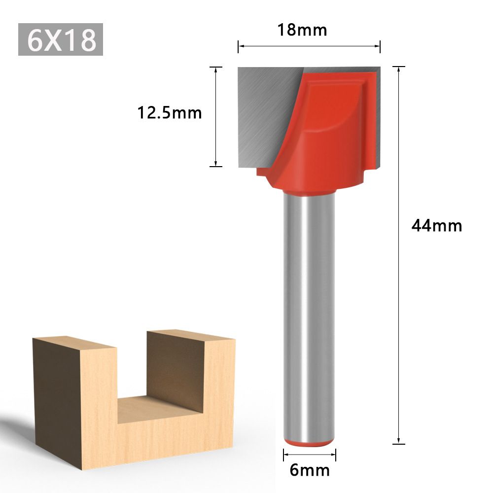 Фрезаподеревупазоваяпрямая18x12.5мм,хвостовик6мм