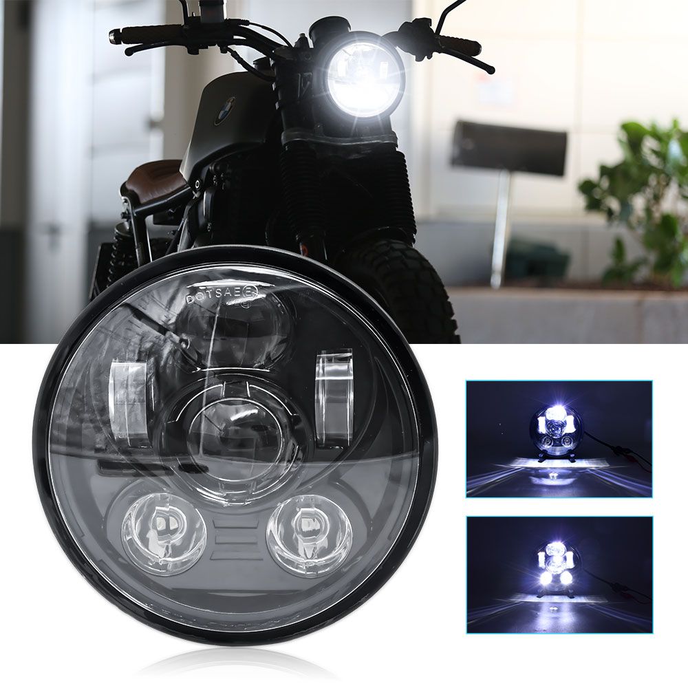 Led фара h4. Тройная фара на мотоцикл.