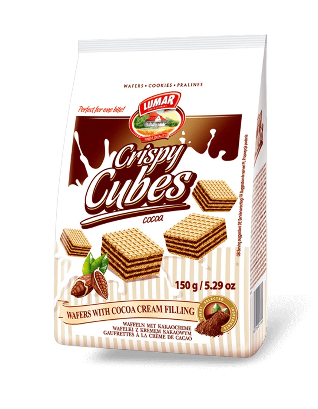 Milanea Хрустящие вафли CRISPY CUBES с кремовой шоколадной начинкой, 150г