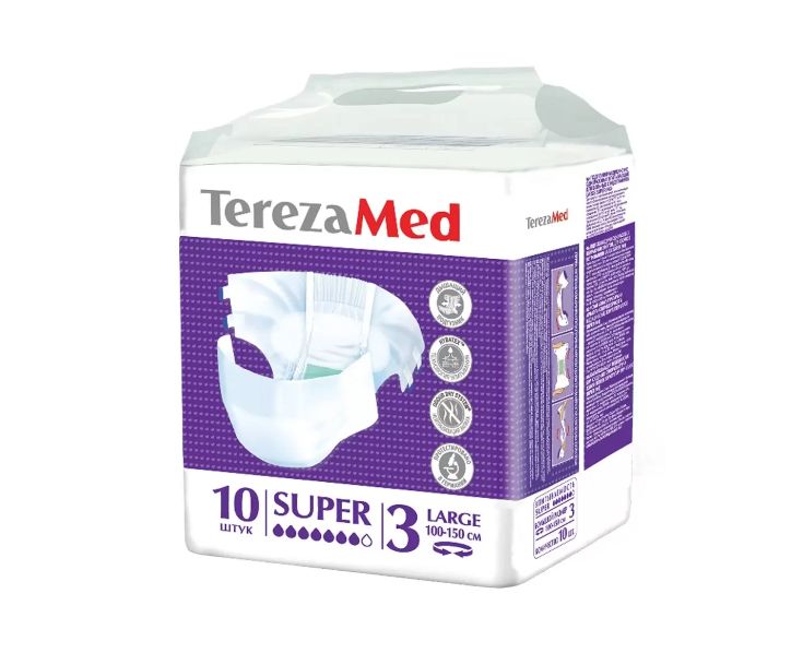 TerezaMed Подгузники для взрослых Super Large №3, 10 шт, 1 уп