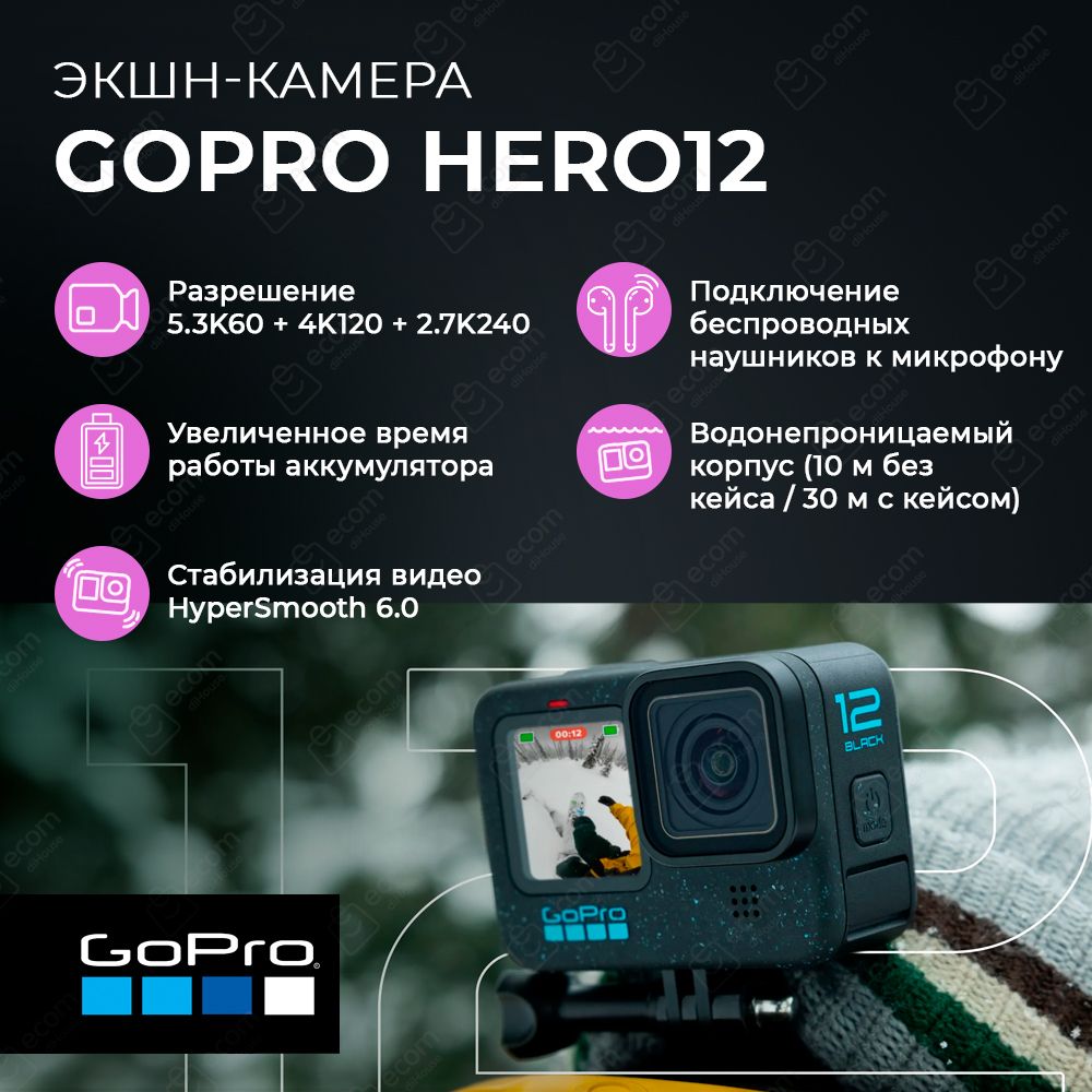 Экшн-камера GoPro HERO12 Black Edition CHDHX-121-RW