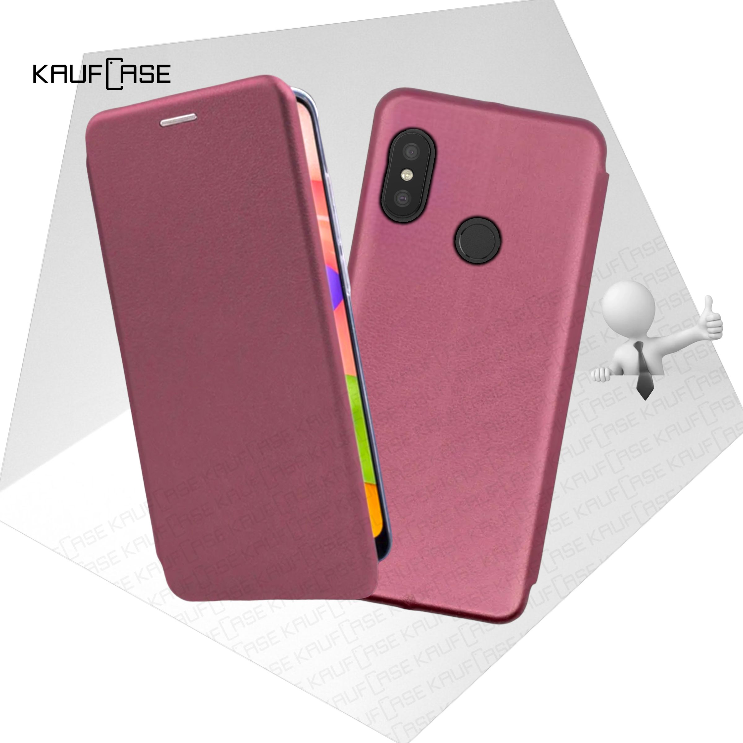 Чехол книжка KaufCase для телефона Xiaomi Mi A2 (Mi 6X) (5.99"), бордовый. Трансфомер