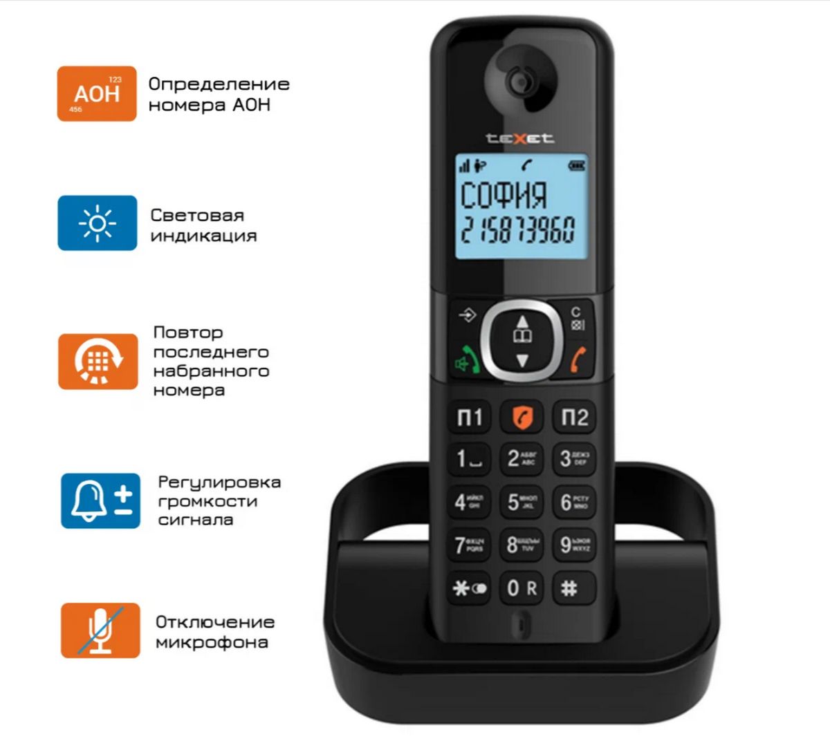 Радио Телефон Texet TX-D5605A Dect (черный) - купить с доставкой по  выгодным ценам в интернет-магазине OZON (1308836681)