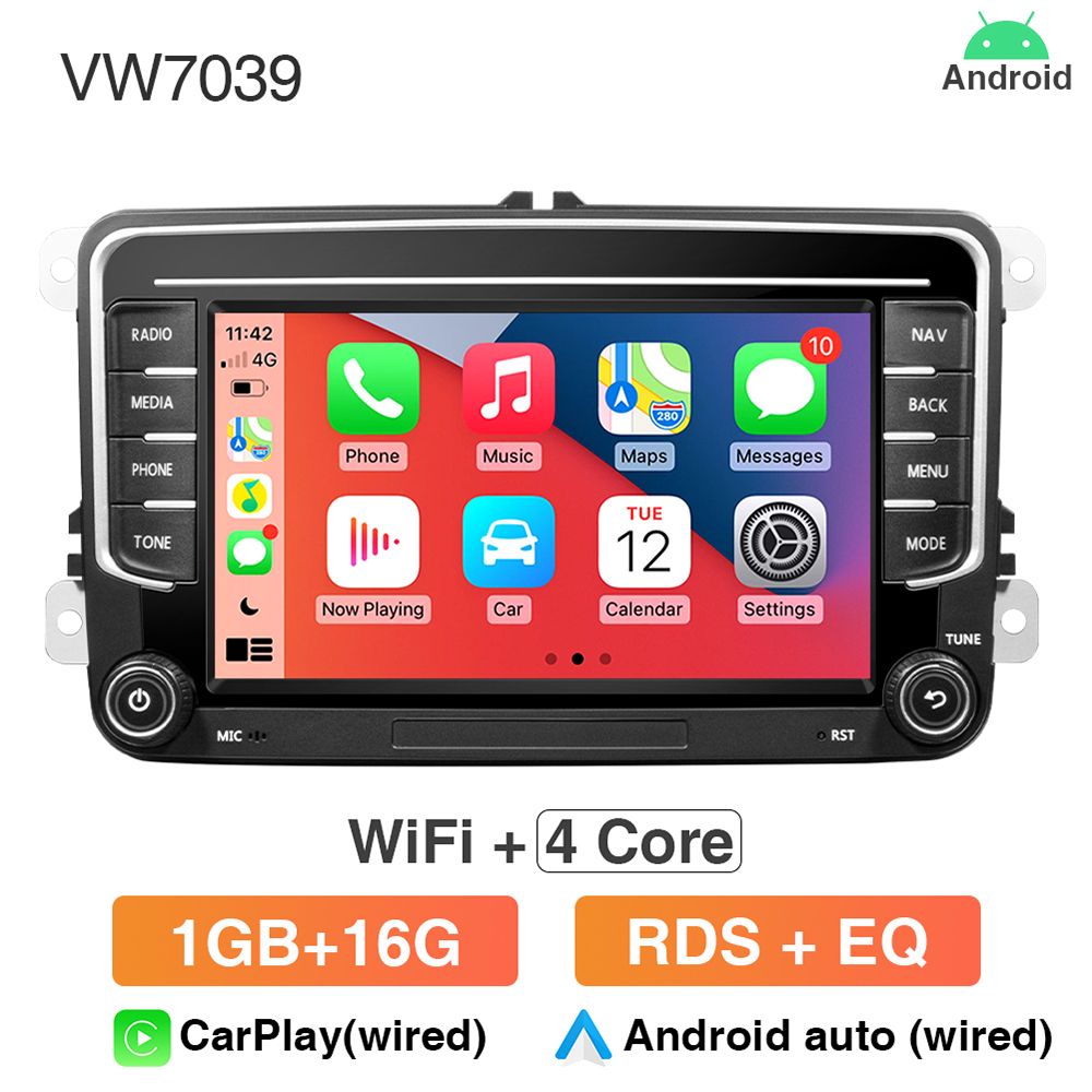 Автомагнитола 7 дюймов VW7039 GRANDnavi Volkswagen SKODA SEAT Carplay 2 DIN  WiFi Bluetooth GPS навигатор SWC Android сенсорный экран2 DIN - купить в  интернет-магазине OZON с доставкой по России (865561544)