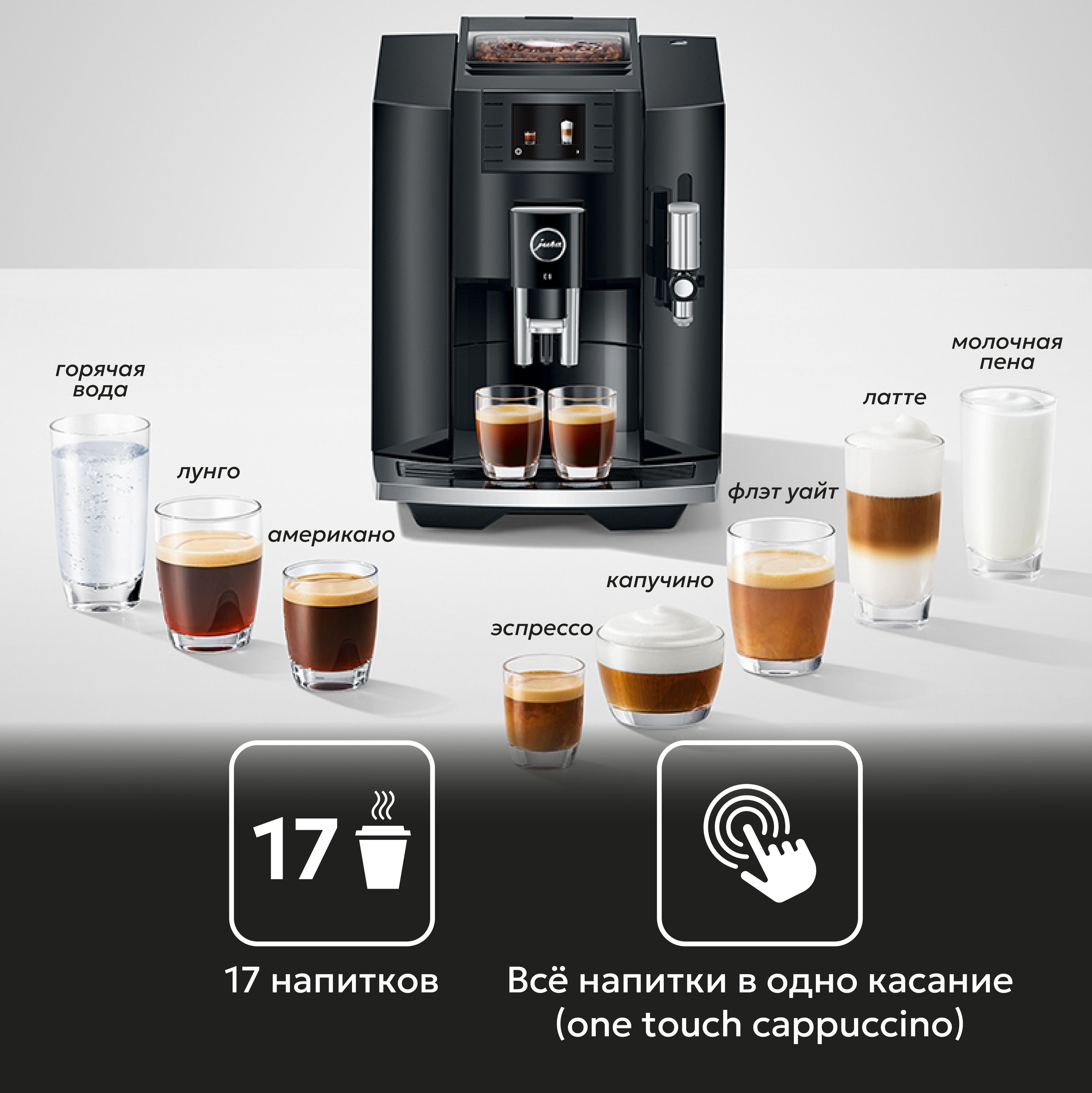 Автоматическая кофемашина JURA E8 Piano black, черный купить по выгодной  цене в интернет-магазине OZON (1114548668)