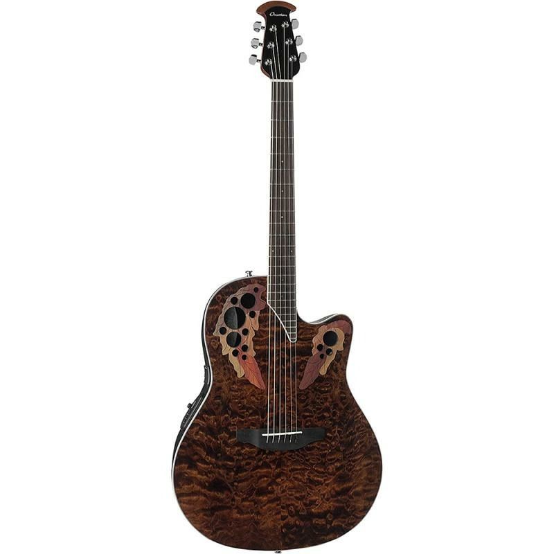 Ovation Электроакустическая гитара CE44P-TGE Celebrity Elite Plus Mid Cutaway Dark Tiger Eye 6-струнная, корпус Клен