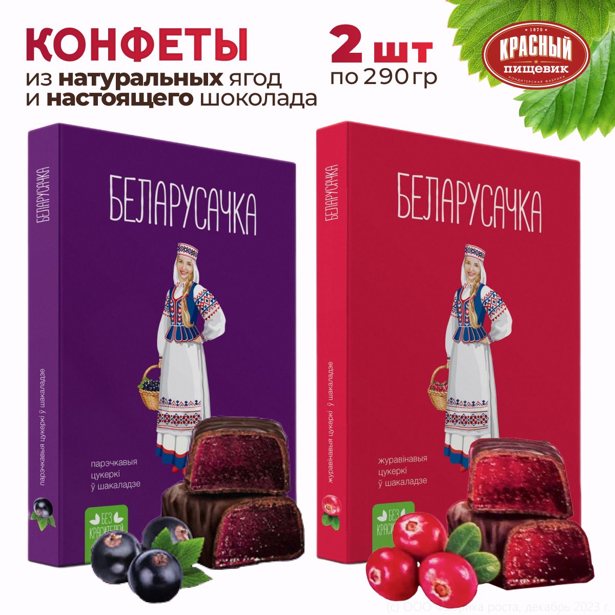 Конфеты шоколадные подарочные в коробке Белорусочка со вкусом клюквы, смородины 2 шт по 290 гр - купить с доставкой по выгодным ценам в  интернет-магазине OZON (1467644950)