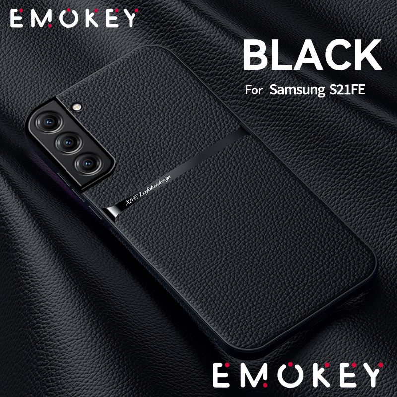 MagSafeчехолкожаныйдляSamsungGalaxyS21FE,S21FE(СамсунгГалаксиС21ФЕ),длямагнитногоавто-держателя,EMOKEYзащитойкамер,Деловой