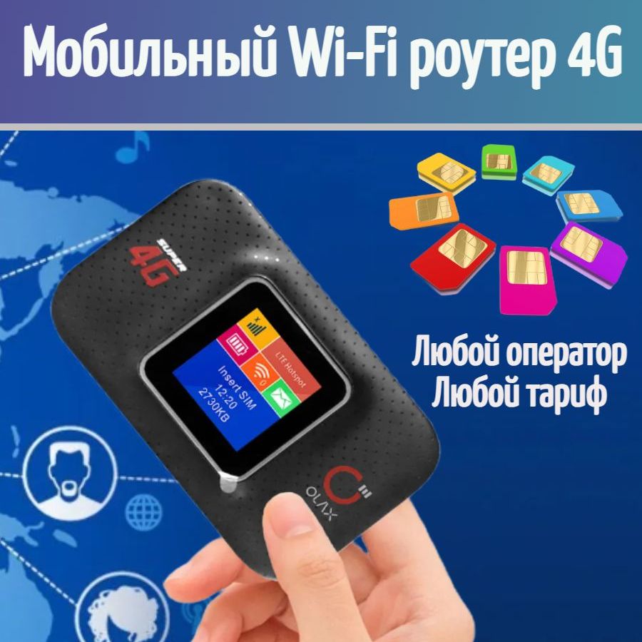 Точка доступа OLAX 4G WI-FI роутер АКБ ФИКСАЦИЯ TTL, СМЕНА IMEI, любой  тариф, черный, 2.4 ГГц купить по низкой цене с доставкой в  интернет-магазине OZON (1149953358)