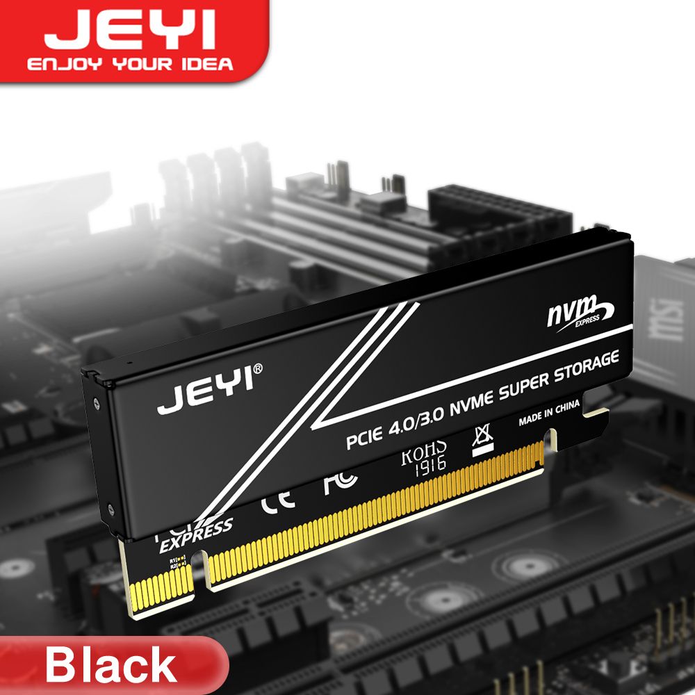 JEYIАдаптерM.2NVMEдляплатрасширенияPCIE4.0X16,pciex16Gen4,черныйсалюминиевымкорпусомрадиаторадляSamsung980PRO,970EVO.