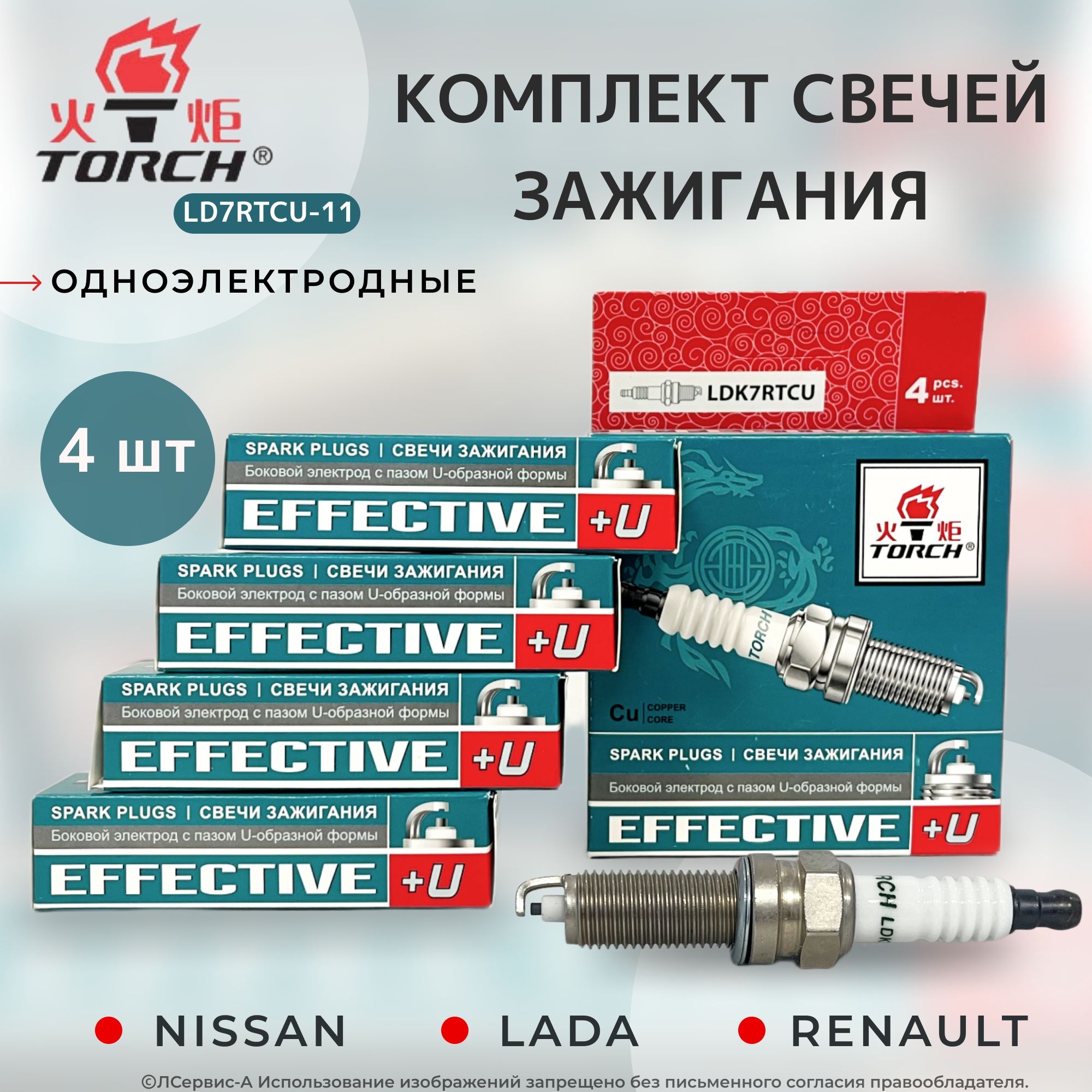 Комплект свечей зажигания ЛСервис-А LD7RTCU-11-LSA - купить по выгодным  ценам в интернет-магазине OZON (540320049)