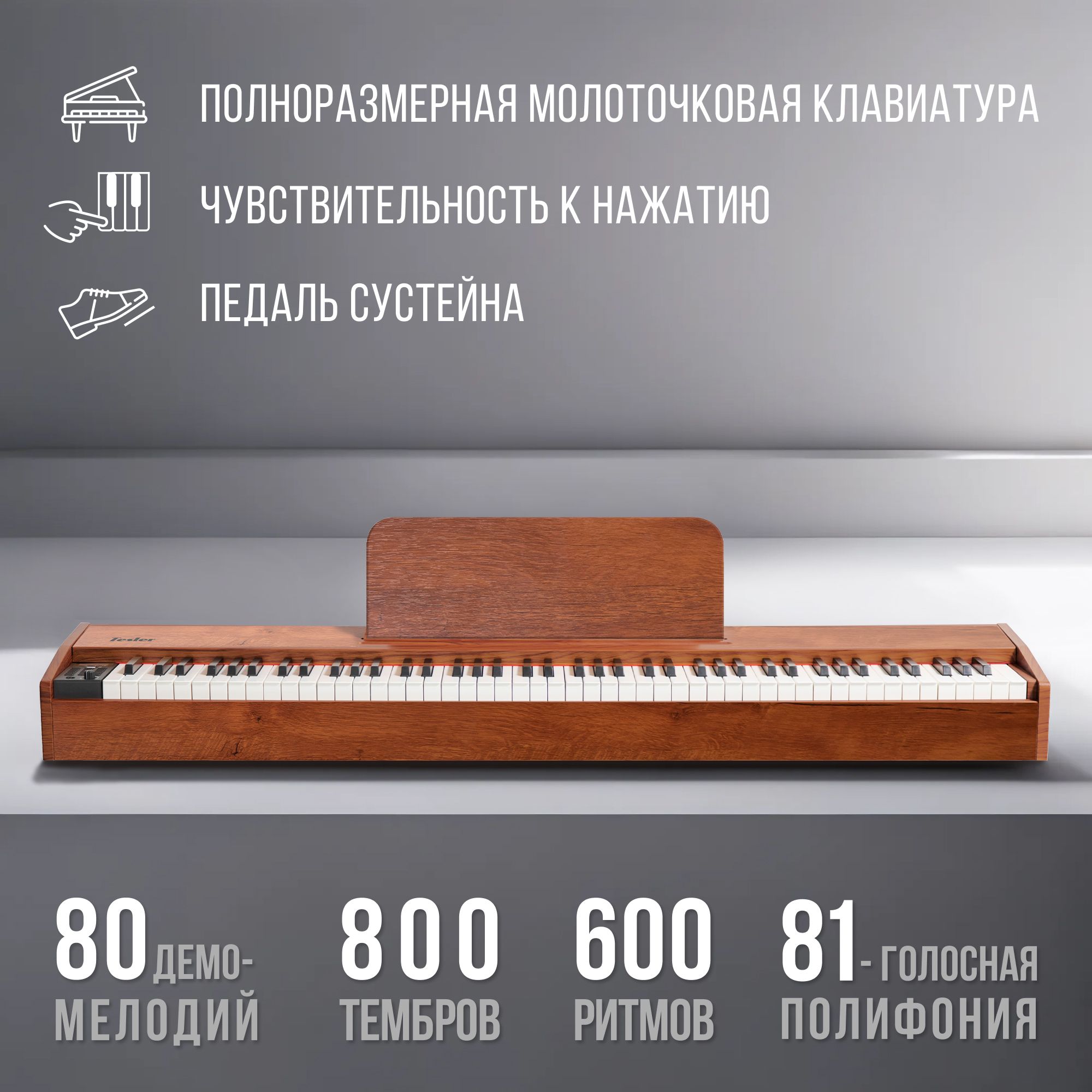 Цифровое пианино TESLER STZ-8805 WALNUT WOOD - купить с доставкой по  выгодным ценам в интернет-магазине OZON (1361562057)