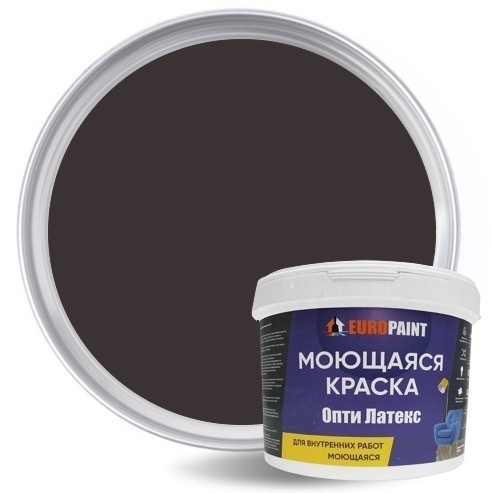 Краска EUROPAINT моющаяся, водоэмульсионная, 4 кг, Трюфель #1