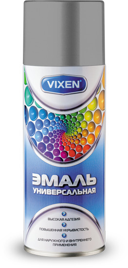 Аэрозольная краска VIXEN Эмаль универсальная быстросохнущая в баллончике алкидная глянцевая, серый RAL #1