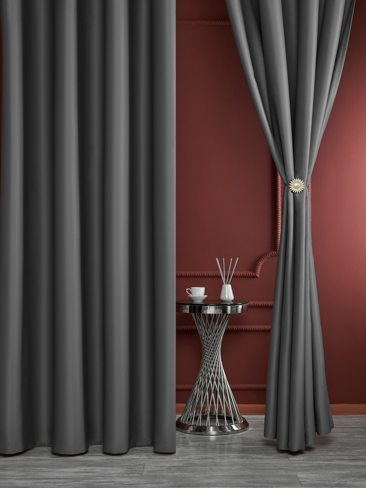 Айвори Комплект штор Блэкаут-Жасмин 270х400см, темно-серый  #1