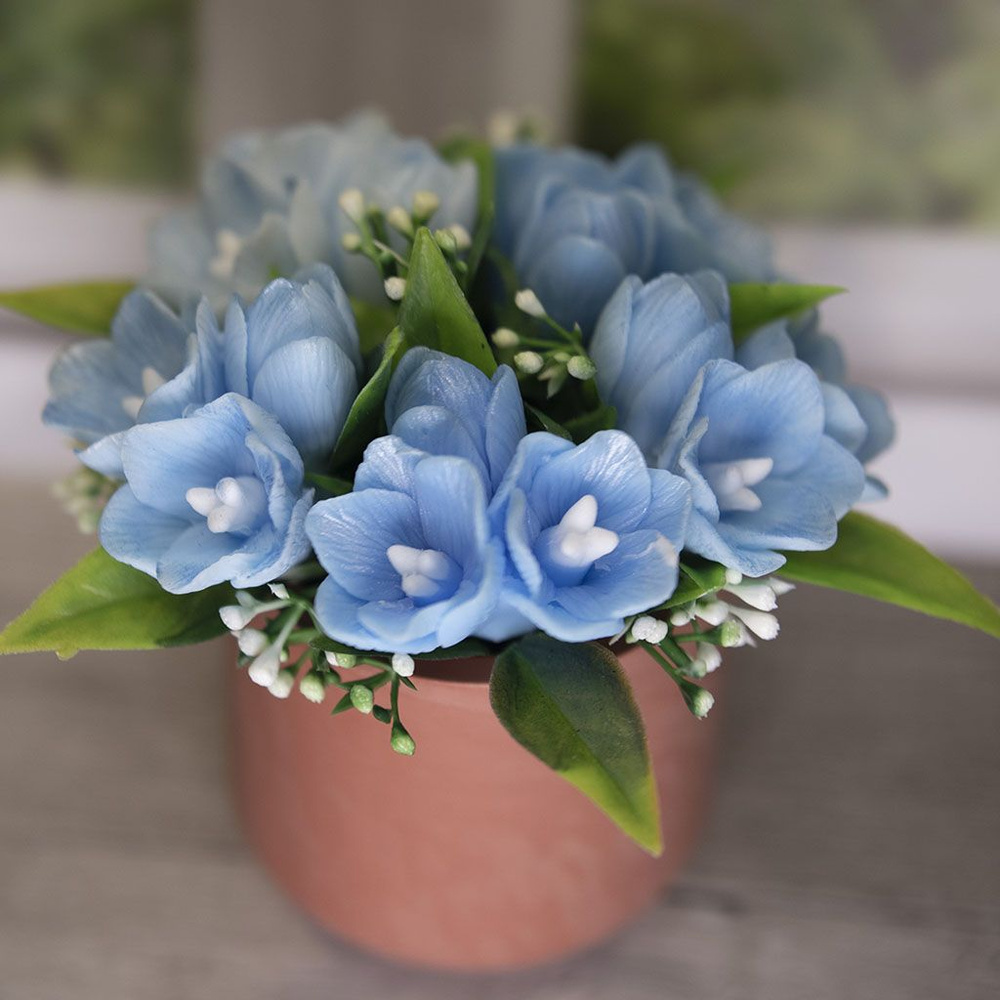 Голубые колокольчики. Букет цветов из мыла ручной работы в вазочке. Подарок для девушки на 8 марта или #1