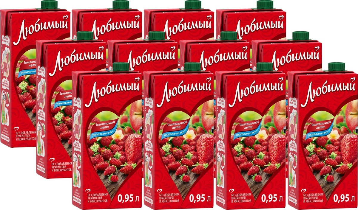 Напиток сокосодержащий Любимый Яблоко, черноплодная рябина, клубника ...