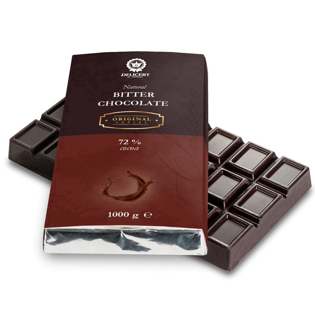 Горький шоколад 72% Delicert плитка/натуральный/необычный подарок/шоколад в подарок/1000 гр/1 кг  #1