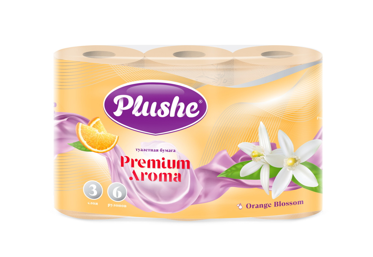 Plushe туалетная бумага Premium aroma3-слоя 6-рулонов/Магнолия и шёлк/