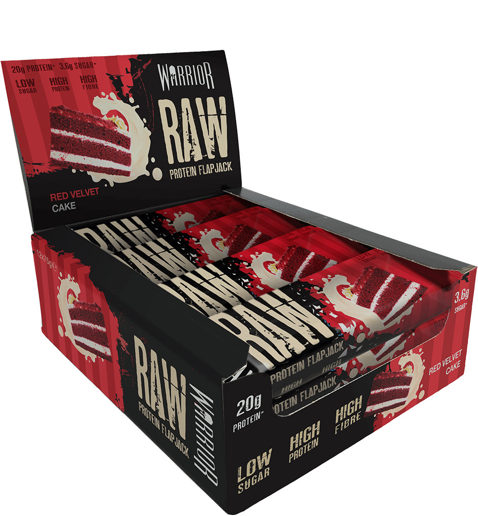 Warrior Протеиновый батончик RAW Protein Flapjack 12x75г (Торт Красный ...